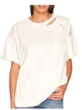 We the free Rubi Ivory Distressed TShirt